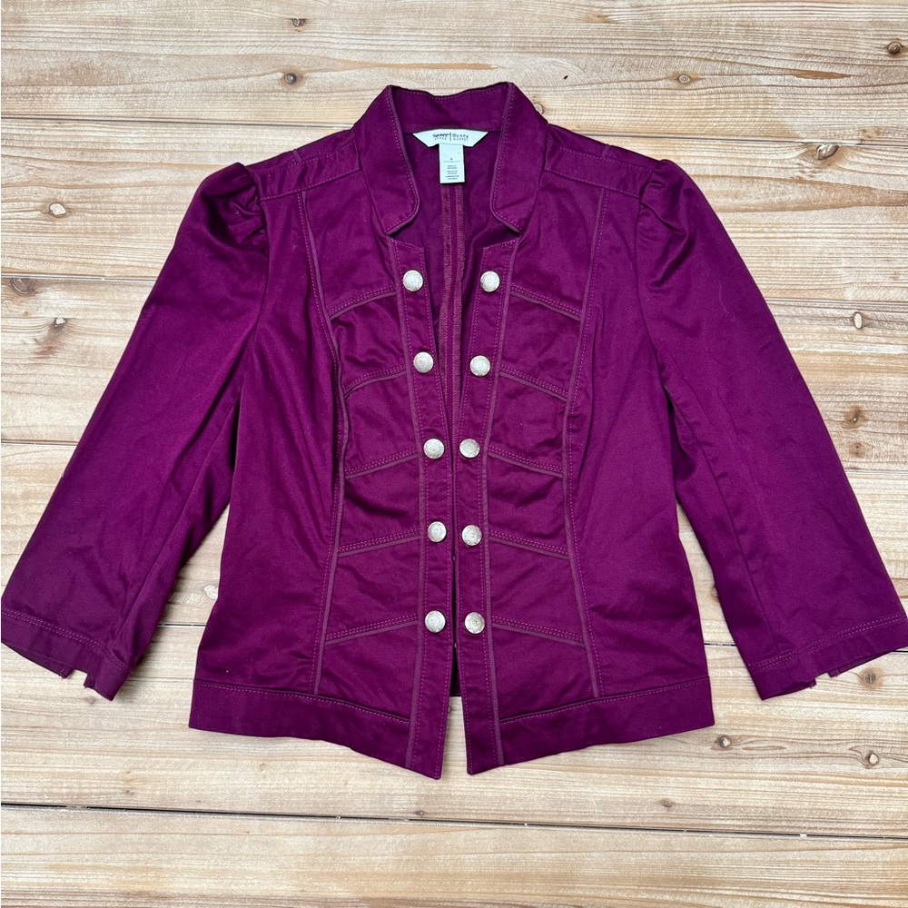 NWOT Napoleon Jacket | White House Black Market Plum Military-Inspired